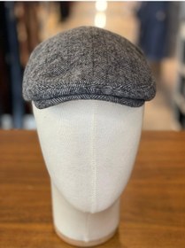 Resim Hamze İngiliz London Model Balıksırtı Desen Kaşe Kumaş Kasket Şapka Gri 