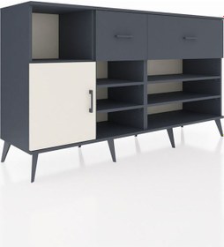 Resim Kronos Konsol 6 Raflı 2 Çekmeceli Tek Kapaklı 176x59x99 Antrasit-aytaşı/antrasit Aytası/antrasıt - Antrasıt 