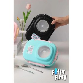 Resim 600 ml Çorba Kaseli-Çelik Kaşık Çatallı Paslanmaz Çelik Bento Lunch Box Yeni Nesil Sefer 