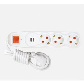 Resim Nilson Anahtarlı Akım Korumalı Üçlü Grup Priz Çift Usb 3 Lü 1.5 Mt 