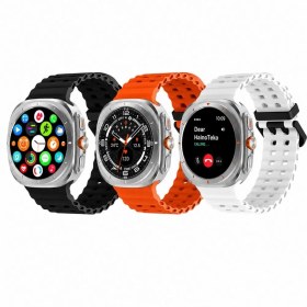 Resim Haino Teko-17 Akıllı Saat Gümüş Kasa 1 Kasa 3 Değiştirilebilir Kordon AMOLED Ekran Bluetooth Arama IP67 Suya Dayanıklı Uzun Pil Ömrü 