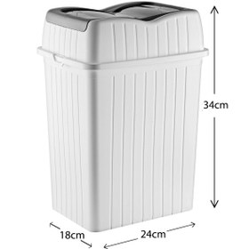 Resim MYBOX 10 L - Çift Kapaklı Slim Çöp Kovası - Dekoratif Ev Ofis Banyo Mutfak Düzenleyici Çöp Kutusu Beyaz 