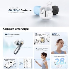 Resim QCY Melobuds N50 Anc Ht12 6 Mikrofonlu Bluetooth 5.4 Kulaklık Siyah 