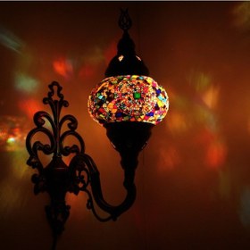 Resim Dekoratif Mozaik El Yapımı Dekoratif Yatak Odası Lambası v1 