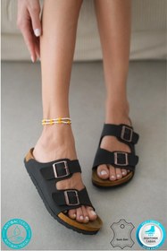 Resim indispensablely Madrid Unisex Ortopedik Tabanlı Bantlı Tokalı Günlük Rahat Ev & Dışarı Terliği 