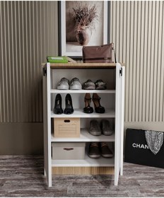 Resim Afilli Ayakkabılık Ve Çok Amaçlı Dolap Tamamı Mdf Beyaz Garden Me Beyaz - Garden - Meşe 