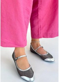 Resim Toyan Gümüş Cilt Babet Ayakkabı Gümüş 