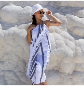 Resim Vionel Home %100 Pamuk, Siyah Balıksırtı Peştemal, Banyo Ve Plaj Havlusu 