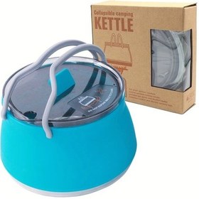 Resim Elmpaly Blue Dayanıklı Paslanmaz Çelik Katlanır Kamp Çaydanlık Seyahat İçin Pratik Mavi 