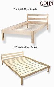Resim Doğal Ahşap Karyola Tek ve Çift Kişilik Tüm Ölçülerde Doğal ahşap 90 x 190 LoolpiNM141 