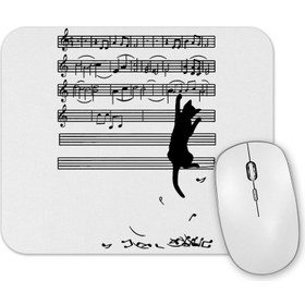 Resim Baskı Dükkanı Yaramaz Komik Müzik Notalı Kedi Cat Mouse Pad 