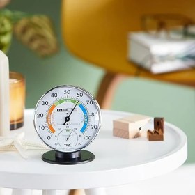 Resim Masaüstü Renkli Analog Termometre Higrometre, Beyaz 