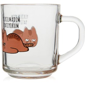 Resim Renga Kulplu Desenli Cam Kupa - Asorti - 250 ml 