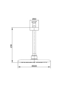 Resim Ar Acuba Tepe Duş Başlığı Tavandan Borulu Ø 220 Mm 102145063 Krom 