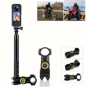 Resim Alüminyum Alaşım U-Tirman Kulpu Kamera Montajı, Insta360 ve 3 Spor Kamera için Evrensel Römork Montajı, Cep Telefonu Adaptörü - Motosiklet ve Bisiklet için İdeal, Noel Hediyesi 