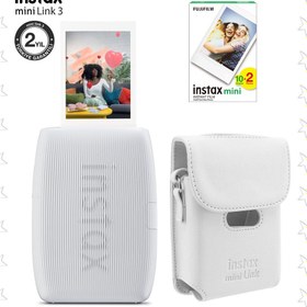 Resim Instax mini Link 3 Beyaz Akıllı Telefon Yazıcısı Beyaz Çanta ve 20'li mini Film 