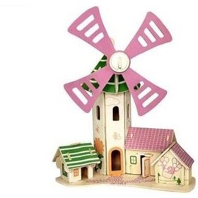 Resim pazariz Pazarız 3d Ahşap Puzzle Yapboz Maket Yel Değirmeni Boyanabilir 54 Parça 