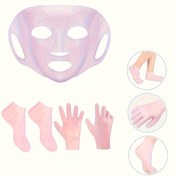 Resim Yüz, Eller & Ayaklar için 3 Parça Silikon Nemlendirici Set - Yeniden Kullanılabilir 3D Anti-Buharlaşma Yüz Maskeleri, Yumuşatıcı Tırnak Bakım Eldivenleri & Kuru, Çatlamış Cilt için Nemlendirici Çoraplar İçerir, Kit 