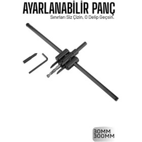 Resim Aylina Mey Ithalat® Profesyonel Ayarlı Daire Kesici Panç Seti (30-300MM) - Tungsten Çelik Uçlu Hassas Delme Seti 