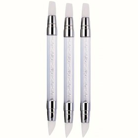 Resim 1/3 Adet Tırnak Sanatı Silikon Fırçası, 3D Oyma Ayna Simli Toz Noktalama Boyası Kalem, Jel Manikür Aracı, Evde Manikür DIY İçin Uygun 