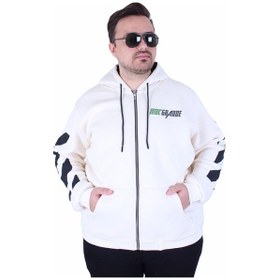 Resim Mocgrande Büyük Beden Kapüşonlu Fermuarlı 3ip Sweat Mg 25718 Bej Bej 