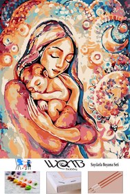 Resim wombhobby Anne Şefkati Sayılarla Boyama Seti 80x100 Cm Çerçevesiz RULO ( Kasnaksız ) 