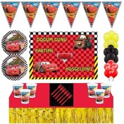 Resim Arabalar Doğum Günü Konsepti 16 Kişilik Afişli Şimşek Mcqueen D N11.5396 