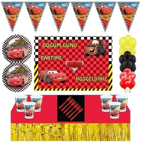 Resim Arabalar Doğum Günü Konsepti 16 Kişilik Afişli Şimşek Mcqueen D N11.5396 