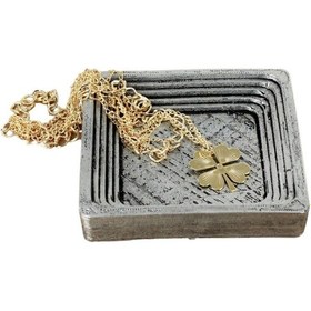 Resim Dekoratif Kase Takı Kutusu Yüzük Kolye Kutusu Mum Tabağı Takı Organizer Model 4 - Gümüş Eskitme 