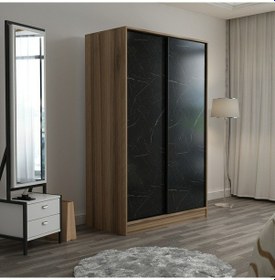Resim Minarmobilya Minar Kale 2 Kapaklı Sürgülü Dolap 120 Cm - Dore/Royal Mermer 