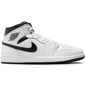 Resim Nike Air Jordan 1 MİD Leather Sneaker Hakiki Deri Bilekli Günlük Spor Ayakkabı Beyaz 