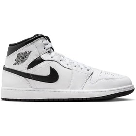 Resim Nike Air Jordan 1 MİD Leather Sneaker Hakiki Deri Bilekli Günlük Spor Ayakkabı Beyaz 