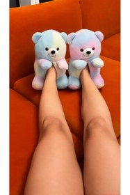 Resim Pufyzoo Kadin Panduf Renkli Ayicik Ev Terligi 