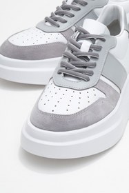 Resim Dericlub Kadın Kalın Tabanlı Bağcıklı Sneaker Gerçek Deri Cr 2554 Beyaz/gri 