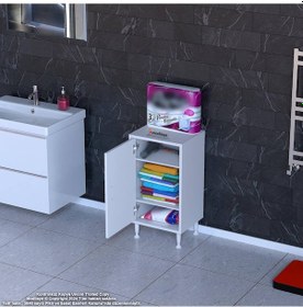 Resim Modilayn Söke Küçük Alanlar İçin Mükemmel 45 X 75 X 32,5 Cm Lik 1 Kapaklı 3 Göz Raflı, Dar Banyolarda Bile Size Ekstra Depolama Alanı Sağlar. Beyaz 