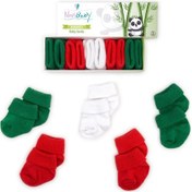 Resim Novibaby 5'li Bambu Yenidoğan Bebek Çorabı I Christmas I 0-6 ay Çok Renkli 