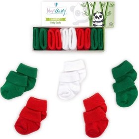 Resim Novibaby 5'li Bambu Yenidoğan Bebek Çorabı I Christmas I 0-6 ay Çok Renkli 