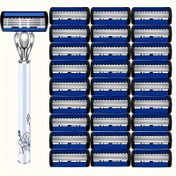 Resim Metal Standlı Premium 6 Katmanlı Tıraş Bıçakları - Paslanmaz Çelik, Pürüzsüz Sakal & Bıyık Tıraşı için Değiştirilebilir Başlıklar 