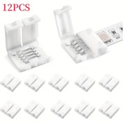 Resim RGB LED Şerit Bağlantı Elemanları 12'li Set, 4 Pinli 10mm Lehim Gerektirmeyen Snap Terminalleri ve PVC Yalıtımlı RGB 5050 Işık Şeritleri için, Hızlı Bağlantı, Güç Gerekmez, Beyaz Plastik Gövde 