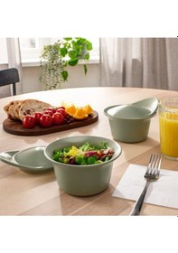Resim Fargklar, Fırın-servis Kabı, Mat Açık Yeşil, 15x13 Cm 2 Adet , Kapaklı Yeşil 