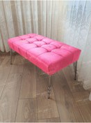 Resim Modern Dilim Puf Ayakucu Puf Gold Metal Ayak 90 45 Pembe 