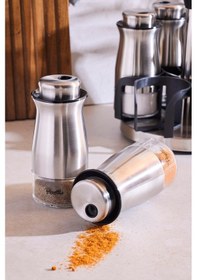 Resim Inox 6'lı Dönerli Baharatlık Takımı Seffaf ŞEffaf 