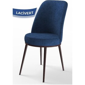 Resim Canisa Dexa Serisi, Üst Kalite Mutfak Sandalyesi, Metal Kahverengi Iskeletli, 8 Adet Lacivert Sandalye Lacivert, Metal 