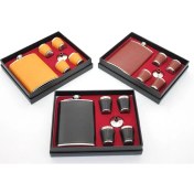 Resim Ynt İthalat Paslanmaz Çelik 4 Shot Bardaklı Derili Matara Seti ALK2672 