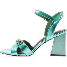 Resim Dgn 847-23y Kadin Çapraz Bantli Burgu Aksesuarli Topuklu Sandalet 847-1922-R12454 Yeşil 
