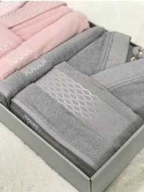 Resim Elissa Aile Bornoz Seti - Gri Pudra Gri - Pudra 