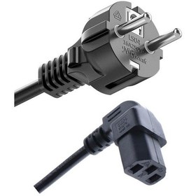 Resim Koodmax 100 Adet C13 Power Kablo - Elektrik Güç Kablosu 90 Derece Dirsek L Tip - Dik Açılı - 1.8 Mt 
