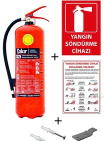 Resim ÇAKIR 6kg Yangın Tüpü,yangın Tüpü Kullanım Talimatı, Yangın Tüpü Levhası, Askı Aparatı Ve Dübel Vida 