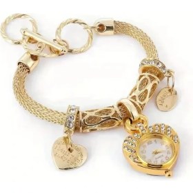 Resim Retro Ruhu Altın sarısı Şık Kuvars Saat Bileklik 