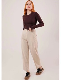 Resim Defymoda Kapama Cep Detaylı Krem Pantolon Krem 